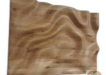 Płaskorzeźba dębowa  - fale, 3D, olejowana dekoracja ścienna