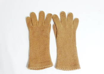 Rękawiczki zimowe damskie – dzianinowe – jasnobrązowe