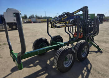 NOWA Przyczepa leśna do zrywki FARMA T6, własna hydraulika z pompą, żuraw …