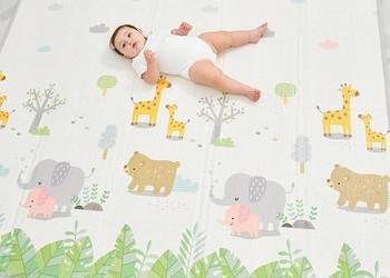 Mata piankowa do zabawy dla niemowląt 150x180 dwustronna składana literki