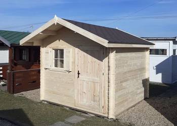 Domek drewniany 3x3 z balika 28mm ogrodowy Grześ