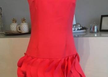 Nowa czerwona elegancka sukienka wieczorowa 38/40 falbany wesele okazje