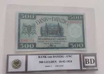 WOLNE MIASTO GDAŃSK 500 gulden 1924 UNC seria E BANK von DANZIG