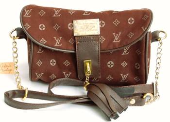 Zamszowa, brązowa torebka na ramię Louis Vuitton, replika