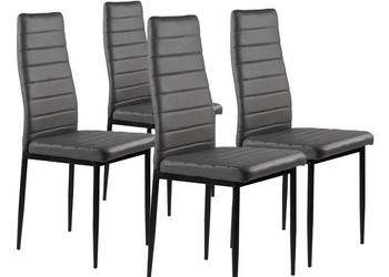Zestaw krzeseł do jadalni salonu z ekoskóry 4 sztuki wysokie oparcie szare…