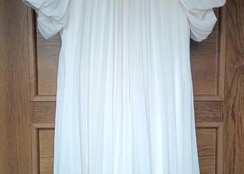 Sukienka komunijna kremowa 14 Yoyo S z plisami bufiastymi rękawami