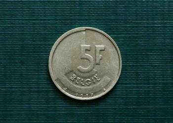 BELGIA - 5 franków, 1987r. Napis po holendersku „BELGIË”