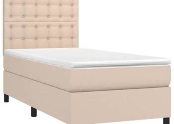 Łóżko kontynentalne materac i LED cappuccino ekoskóra 90x200cm WM-3135926
