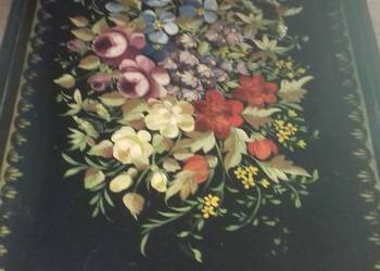 Taca malowana drewno art deco około 1920 Polska Taca malowana drewno art deco około 1920 Polska