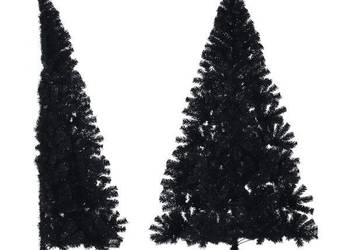 vidaXL Sztuczna choinka połówka ze stojakiem, czarna（SKU:344677）