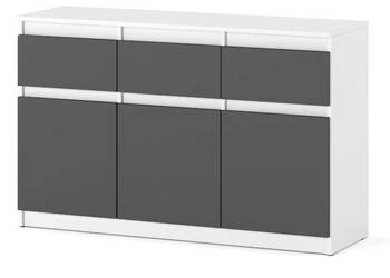 Komoda Biało Szare Do Sypialni Z 3 Szufladami 120cm Nowoczesna Szafka Rtv