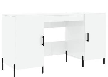 Biurko białe z połyskiem 140x50x75 cm materiał drewnopochodny WM-829558