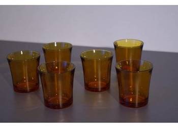 Szklanka bursztynowa PRL  – vintage retro do whisky / drinków - komplet 6 s