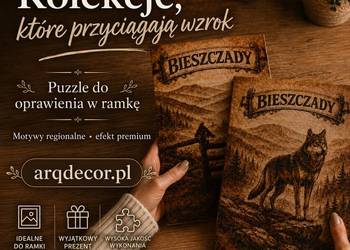 Puzzle vintage Bieszczady z wilkiem 88 elementów do oprawienia