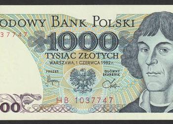 POLSKA 1000 złotych 1982 - HB - KOPERNIK - STAN UNC