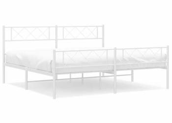 Łóżko Metalowe Białe Rama Łóżka Ze Stelażem Biała 183x213 cm WM-372349