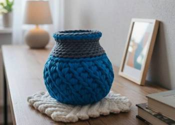 Wazon dekoracyjny crochet z dywanem, ręcznie robiony