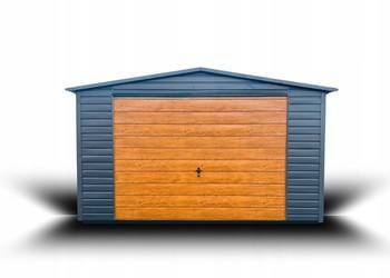 Garaż blaszany 5x6 dwuspadowy grafit brama uchylna