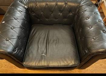 Fotele chesterfield czarna skóra