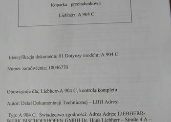 dtr instrukcja koparka przeładunkowa liebherr A 904c  i inne