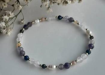 Bransoletka Szczęścia Kamienie Naturalne Ametyst Kwarc różowy Perła Lapis