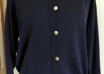 Sweter Kardigan Wełniany 100% Wełna Granatowy Topshop M/L