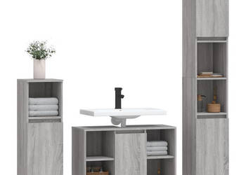 3-częściowy zestaw mebli łazienkowych szary dąb sonoma WM-3190305