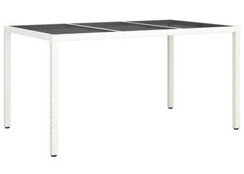 Stół ogrodowy 150x90x75 cm szkło i rattan PE biały WM-316709