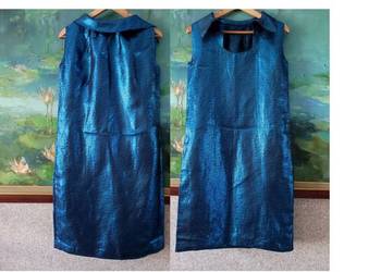 metaliczna rozszerzana karnawałowa sukienka elegancka stylowa błyszcząca wi