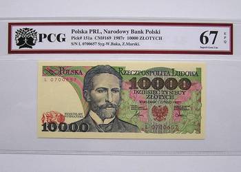 Polska. 10 000 zł r. 1987 Seria L - PCG 67 EPQ. IDEAŁ !
