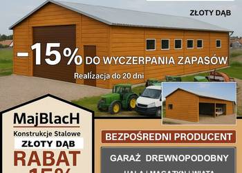 Duża Wiata /Hala / Garaż Blaszany RAL /Konstrukcje Stalowe – Maj-Blach
