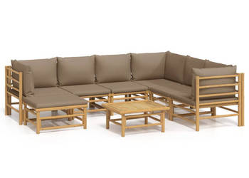 8-cz. zestaw mebli do ogrodu poduszki w kolorze taupe bambus WM-3155127