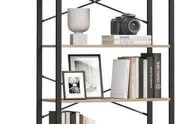 Nowy 6-poziomowy regał na książki ze stalową ramą. 30 x 80 x 186 cm