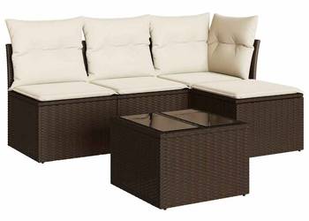 vidaXL 5-cz. zestaw mebli ogrodowych z poduszkami, brązowy(SKU:3249352)