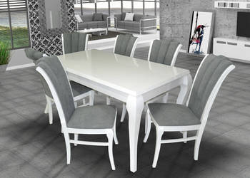 Stół LEONARDO Biały + 6 krzeseł Włoskich
