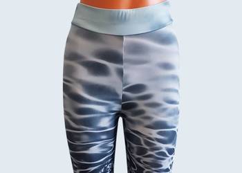 Legginsy damskie sportowe spodnie elastyczne jasno szare wzorzyste 34/XS