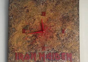 Zegar ścienny, z napisem Iron Maiden. Ręcznie robiony