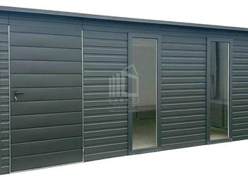 Schowek - Domek 5x2m - drzwi - 2x okno - antracyt - spad w tył ID1045