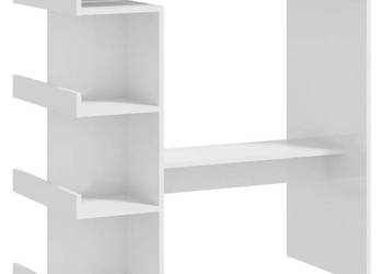 Stolik barowy z półkami wysoki połysk biały 100x50x1015 cm WM-809455