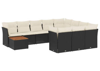 11-cz. zestaw wypoczynkowy do ogrodu poduszki czarny rattan PE WM-3256175