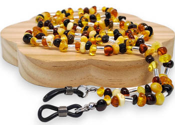 Sznurek do okularów z bursztynu, BURSZTYN bałtycki, łańcuszek #1663