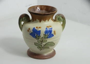 Stary ceramiczny wazon z uszami | Ręcznie malowany w kwiaty | Vintage