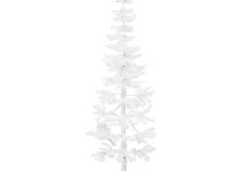 Smukła choinka połówka ze stojakiem sztuczna biała 180 cm WM-344566