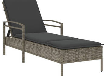 Leżak z poduszką szary 63x200x81 cm polirattan WM-368301