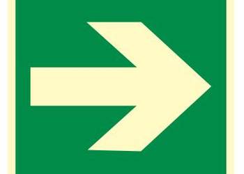 Naklejka BHP kierunek drogi ewakuacyjnej(w prawo) FB064