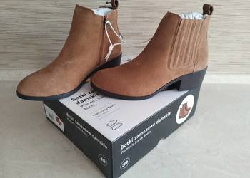 NOWE Buty damskie zamszowe botki JASNY BRĄŻ roz. 39 skóra naturalna Wysyłam