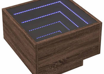 Stolik boczny z LED brązowy dąb 40x40x30 cm WM-847503