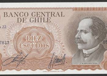 Chile 10 escudos 1967 - Balmaceda - A22 - stan bankowy UNC