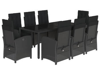 9-cz. zestaw mebli ogrodowych z poduszkami czarny rattan PE WM-3212210