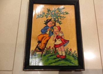 Stary Obrazek Ręcznie malowany Sygnowany